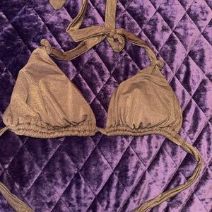 Max swim everything but water brown shimmer glitter triangle DD swim top